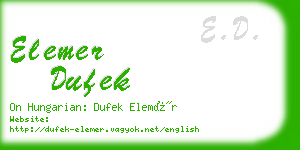 elemer dufek business card